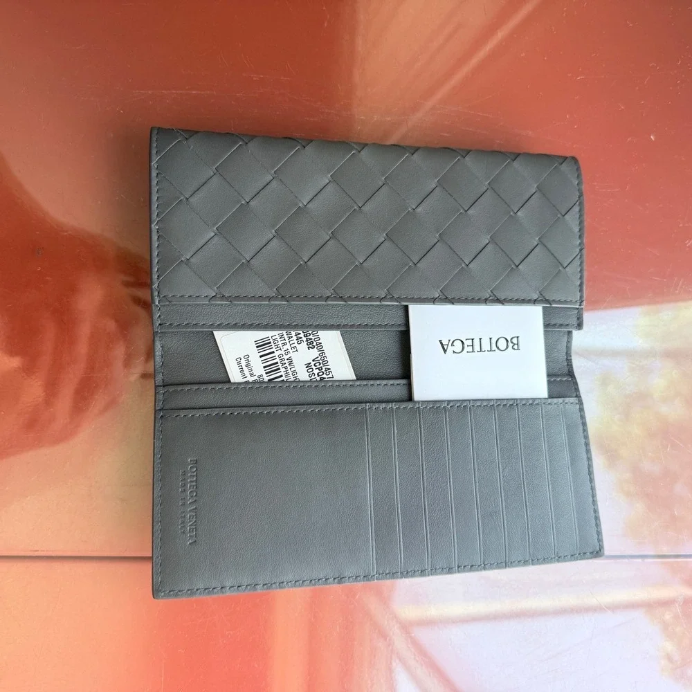 Bottega Veneta 609482 Leather Large‎ weave intrecciato Gray Wallet